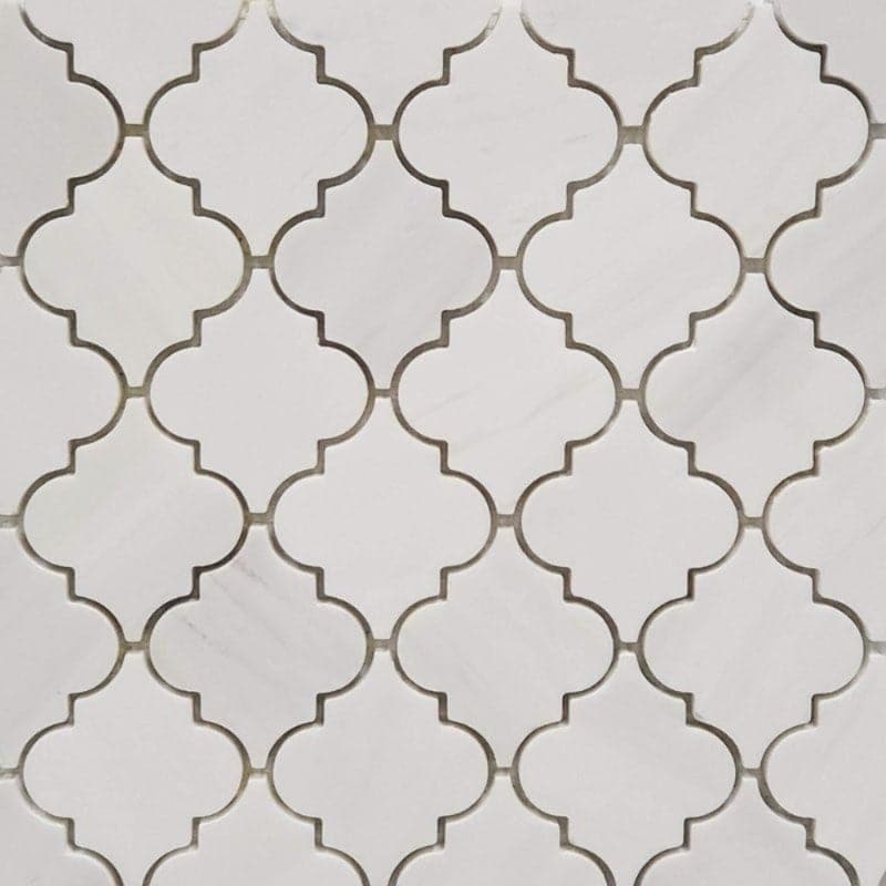 Bianco Dolomite Marble Lantern (Arabesque) Polished Mosaic Tile