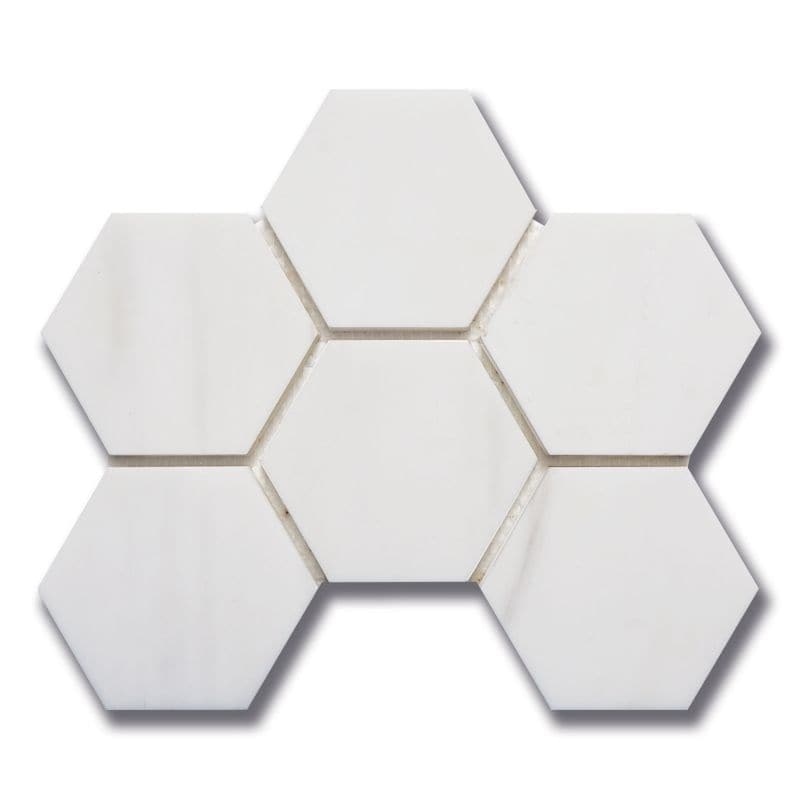 Bianco Dolomite Marble 4x4 Hexagon Polished Mosaic Tile