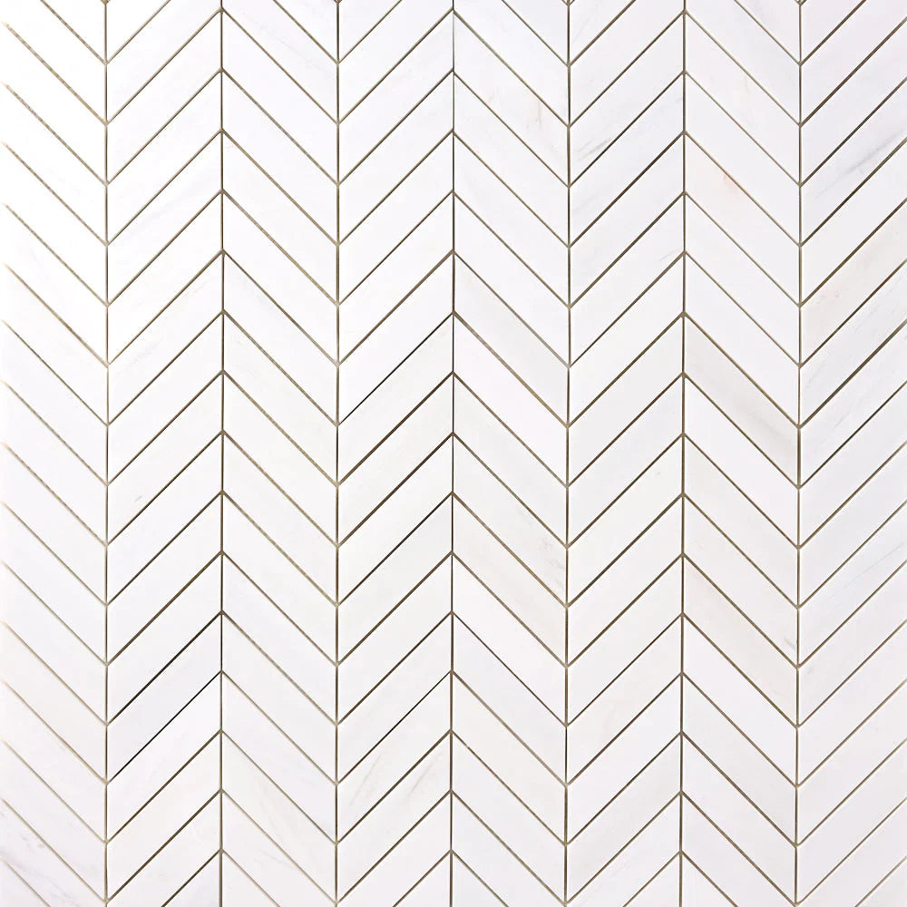 Bianco Dolomite Marble Chevron Polished Mosaic Tile