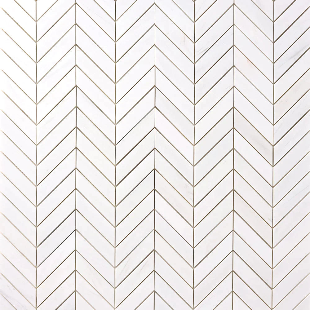 Bianco Dolomite Marble Chevron Honed Mosaic Tile
