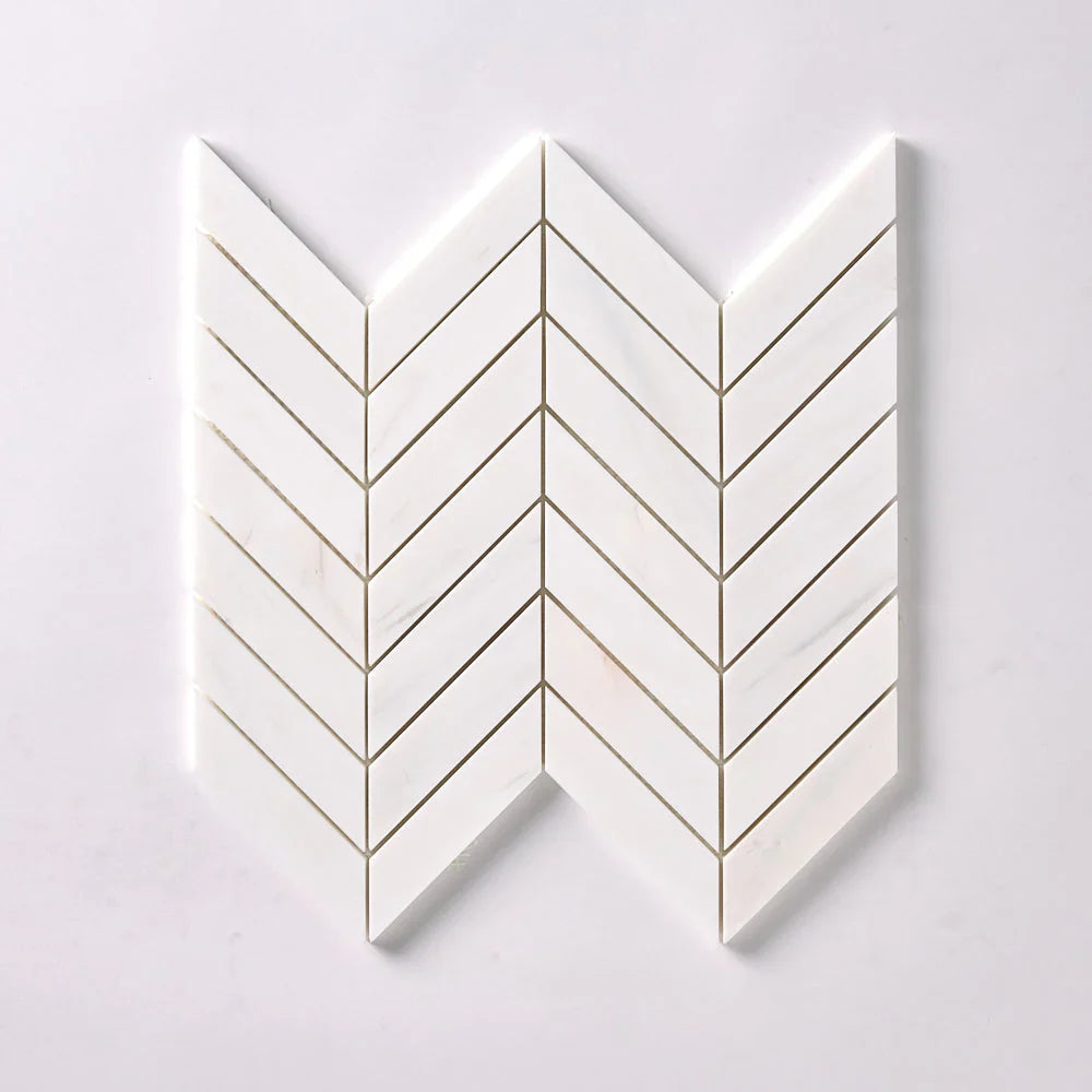 Bianco Dolomite Marble Chevron Polished Mosaic Tile