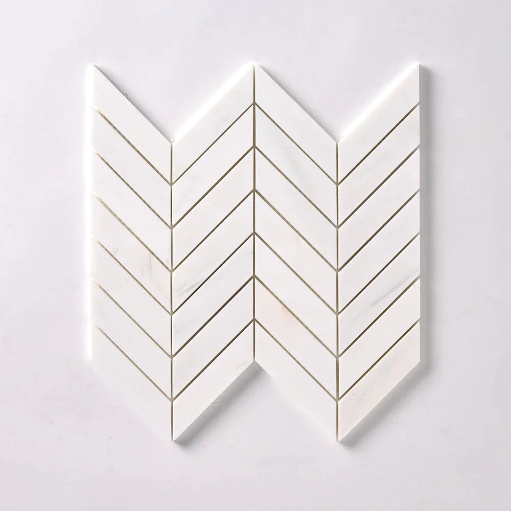Bianco Dolomite Marble Chevron Honed Mosaic Tile