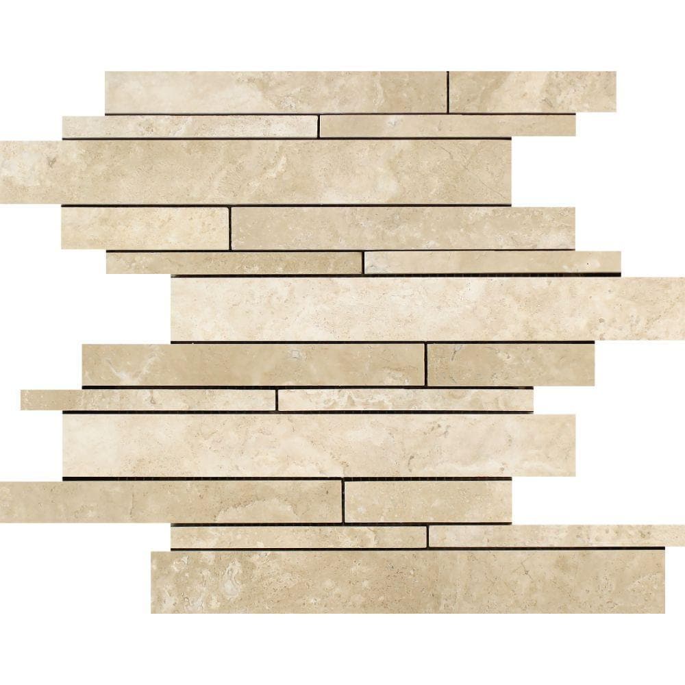 Durango Honed Travertine Random Strip Mosaic Tile