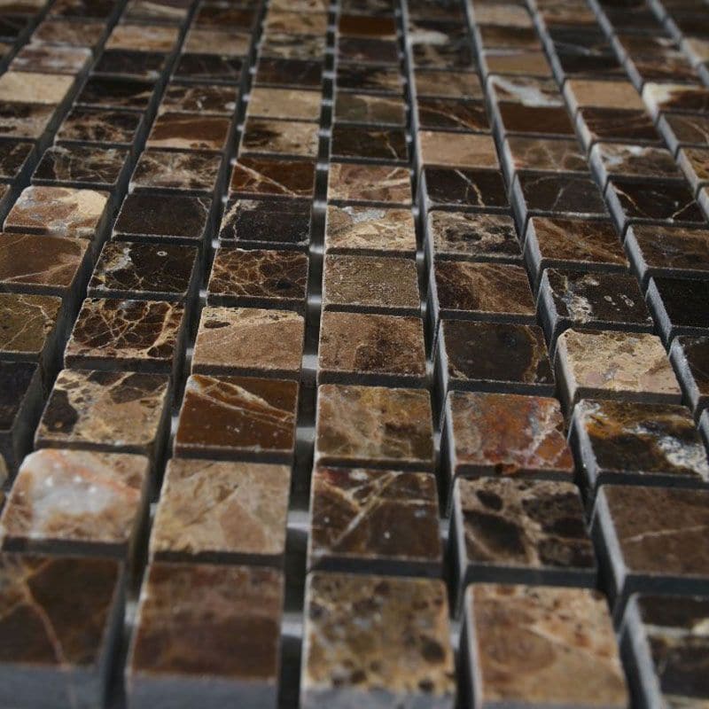 Emperador Dark Spanish Marble 1x1 Polished Mosaic Tile