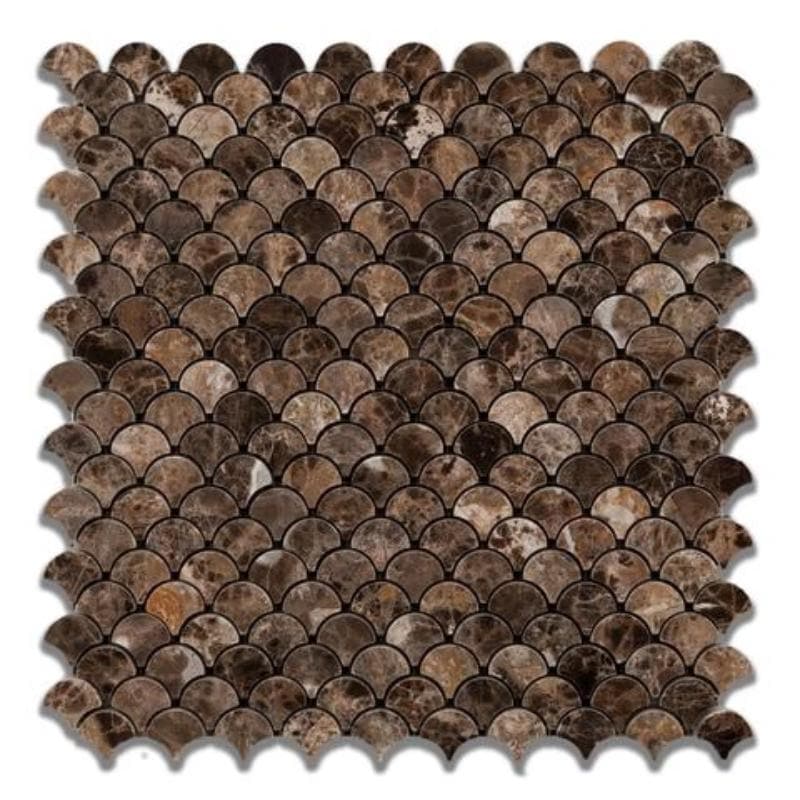 Emperador Dark Spanish Marble Raindrop Polished Mosaic Tile