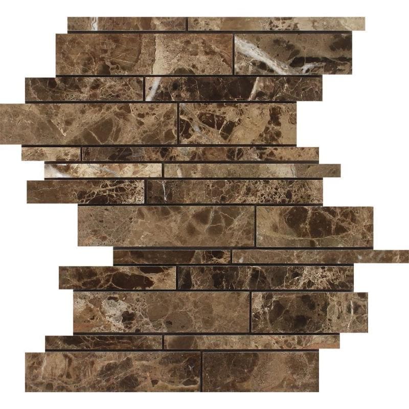 Emperador Dark Spanish Marble Random Insert Polished Mosaic Tile
