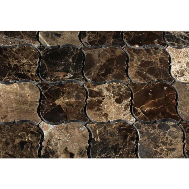Emperador Dark Spanish Marble Lantern (Arabesque) Polished Mosaic Tile