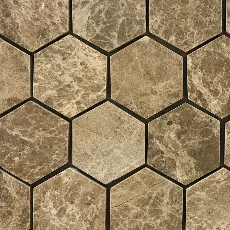Emperador Light Marble 2x2 Hexagon Polished Mosaic Tile