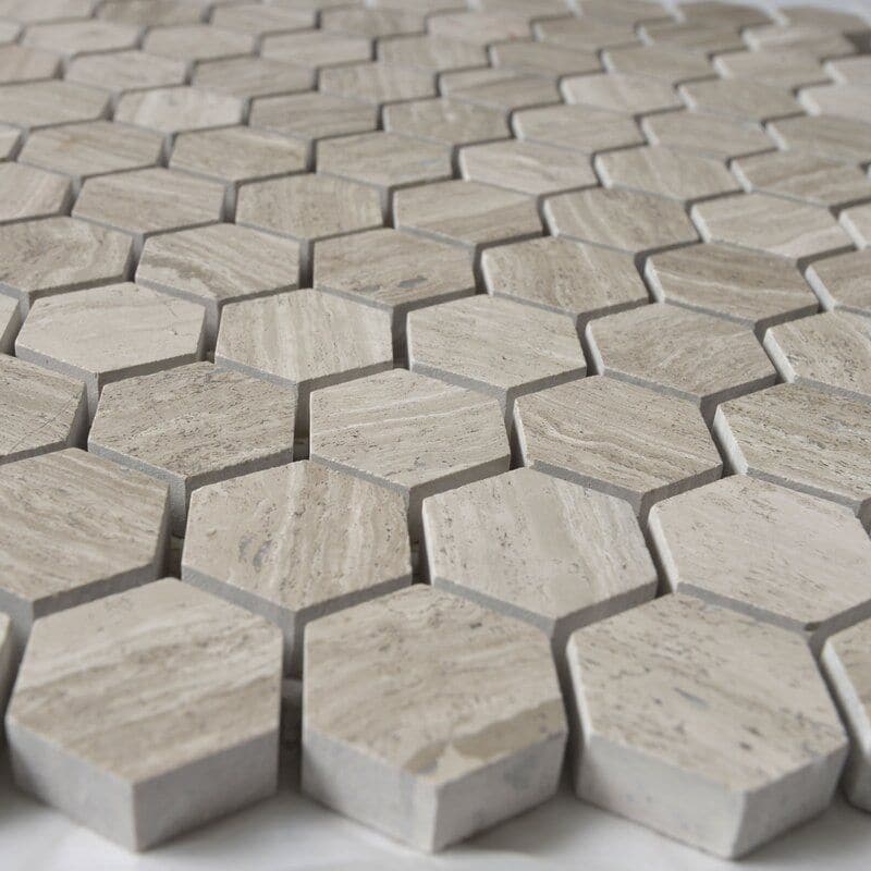 Haisa Light (White Oak) Marble 1x1 Hexagon Honed Mosaic Tile