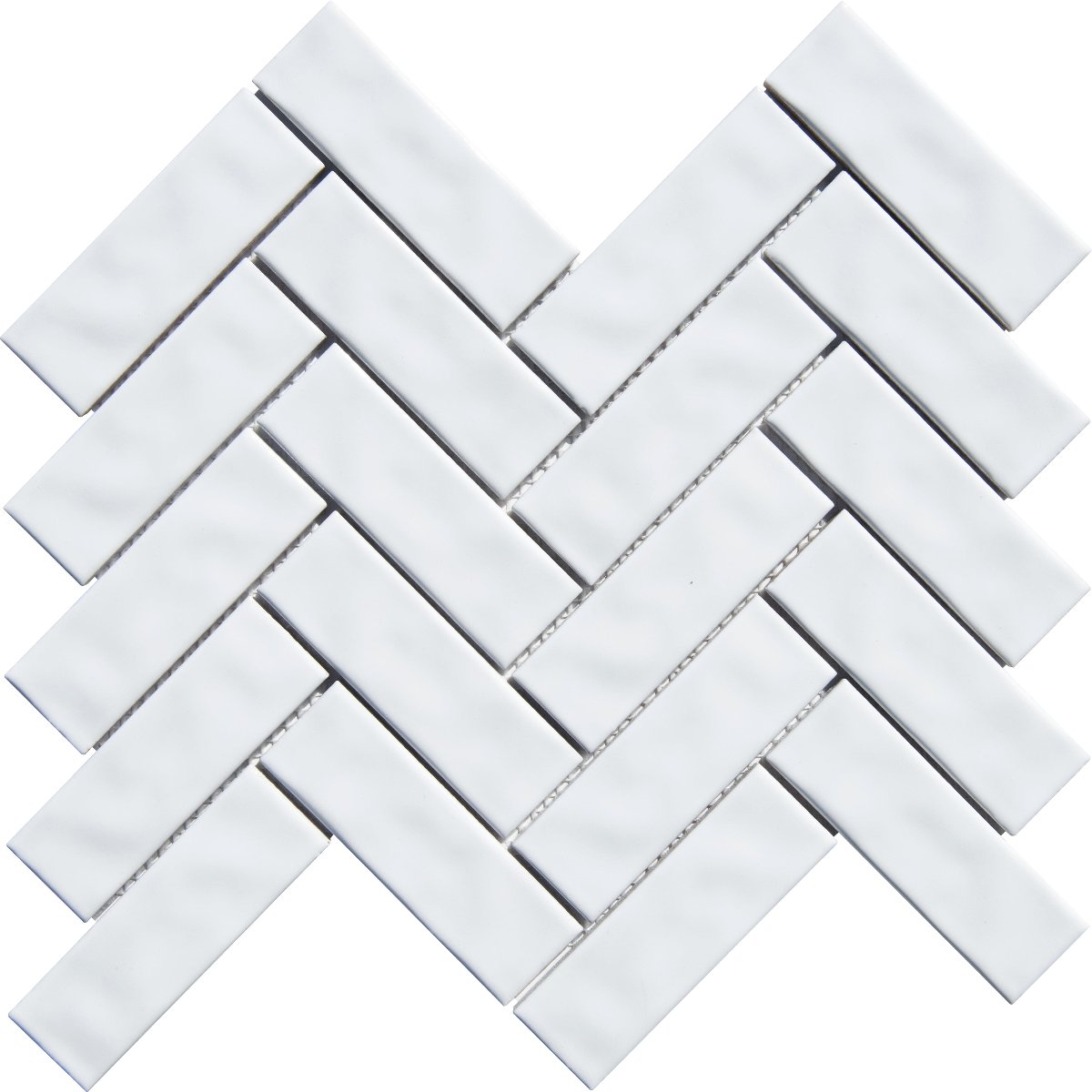 Snow White Glazed Herringbone Porcelain Mosaic Tile