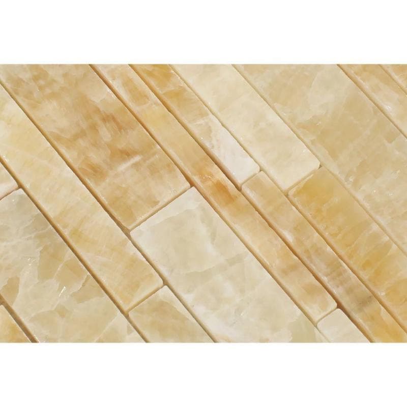 Honey Onyx Random Strip Polished Mosaic Tile