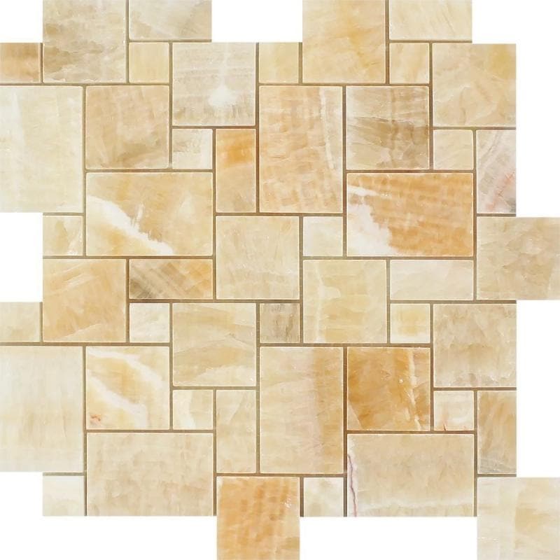Honey Onyx Micro Mini Pattern Polished Mosaic Tile