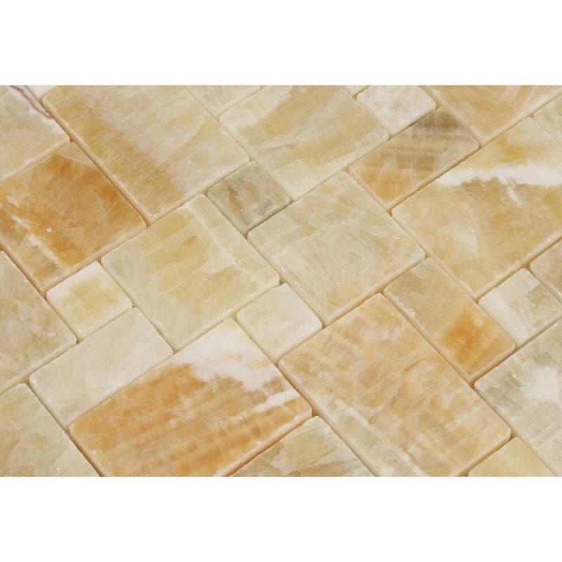 Honey Onyx Micro Mini Pattern Polished Mosaic Tile