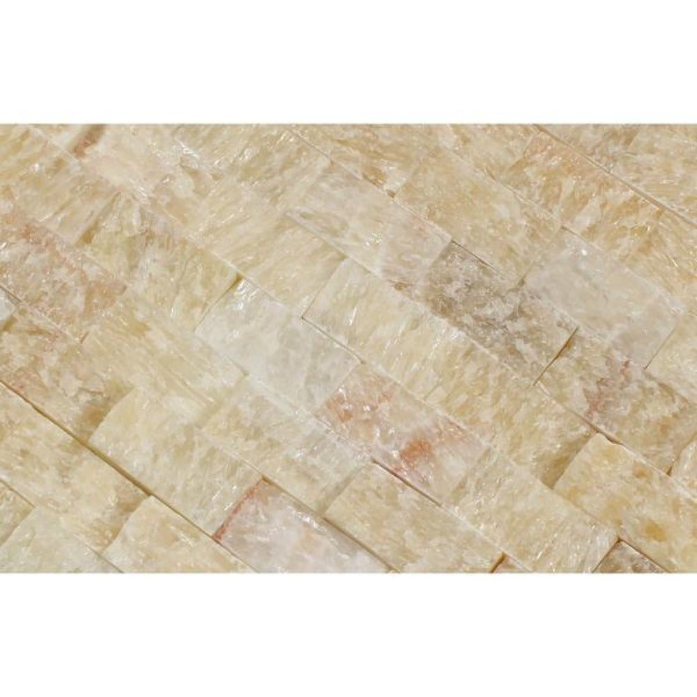 Honey Onyx 1x2 Split Face Mosaic Tile