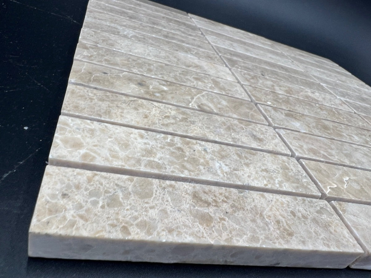 Cappuccino Marble 1X4 Stacked Polished Mosaic Tile (Clearance)