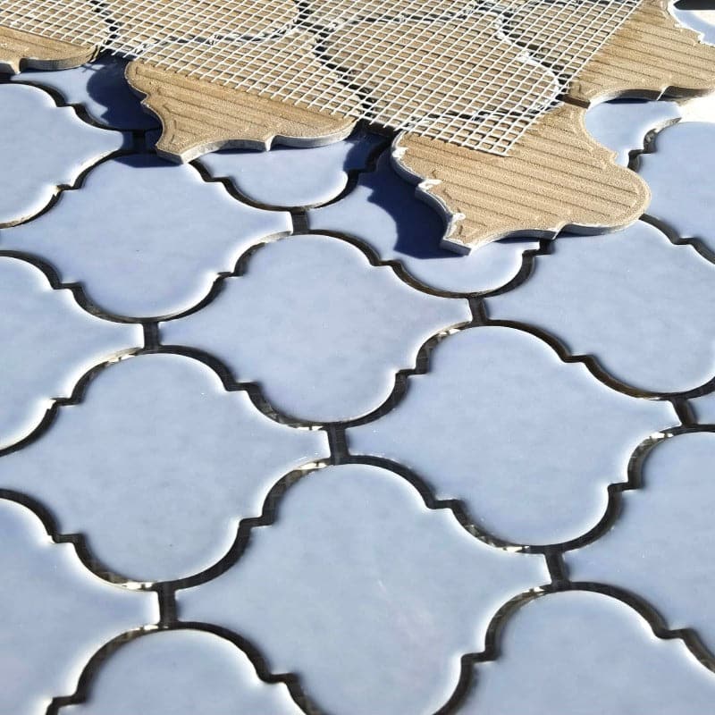 Light Blue Lantern (Arabesque) 10.51x11.61 3" Porcelain Mosaic Tile