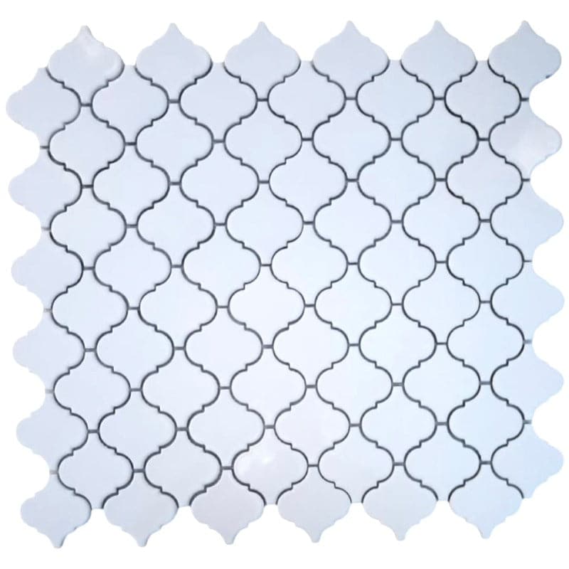 Snow White Lantern (Arabesque) 10.51x11.61 3" Porcelain Mosaic Tile