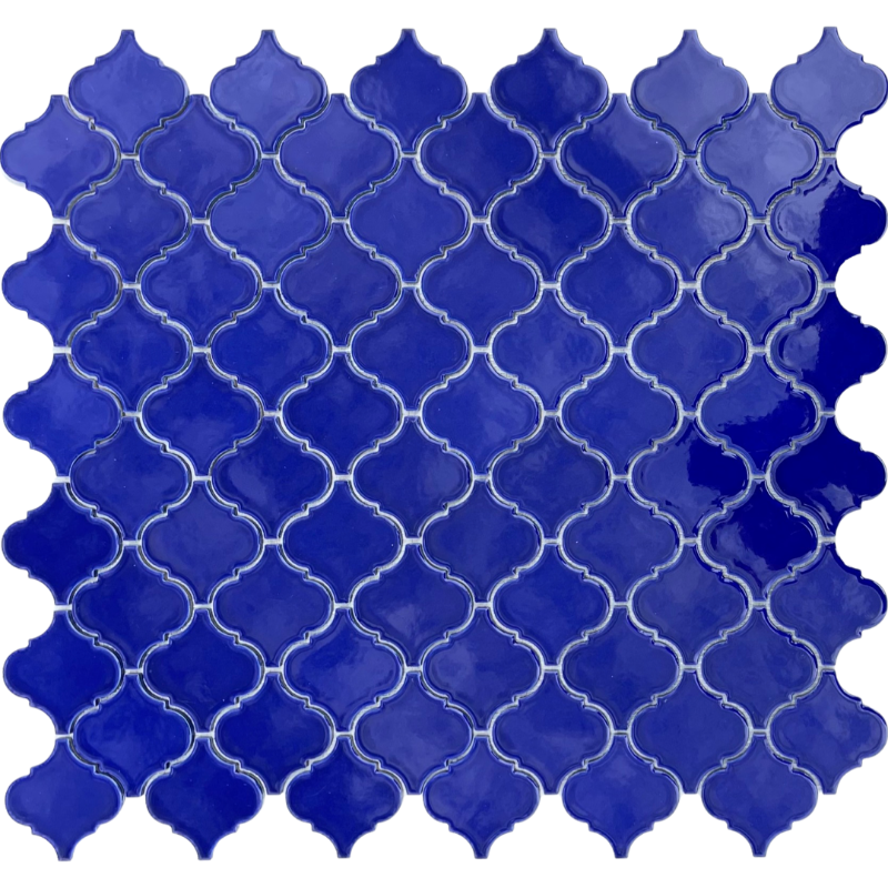 Cobalt Blue Lantern (Arabesque) 10.51x11.61 3" Porcelain Mosaic Tile