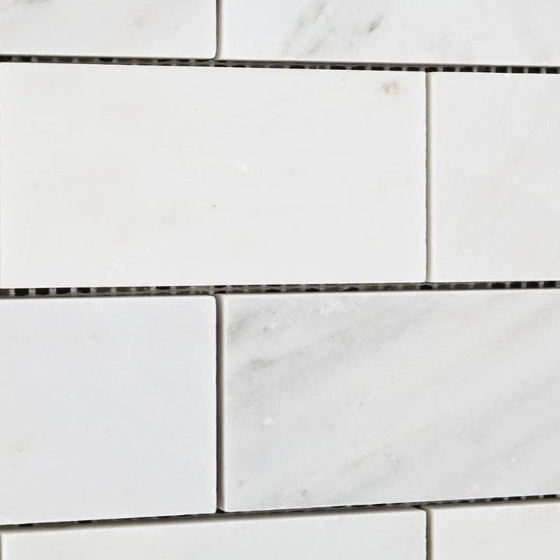 Asian Statuary (Oriental White) Marble 2x4 Honed Mosaic Tile