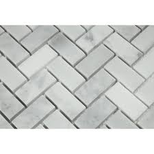 Bianco Caldo Mugla White 1x2 Herringbone Polished Mosaic Tile