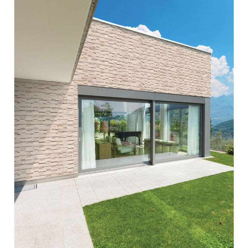 Ivory Travertine 3D 6x24 Stacked Stone Ledger Panel