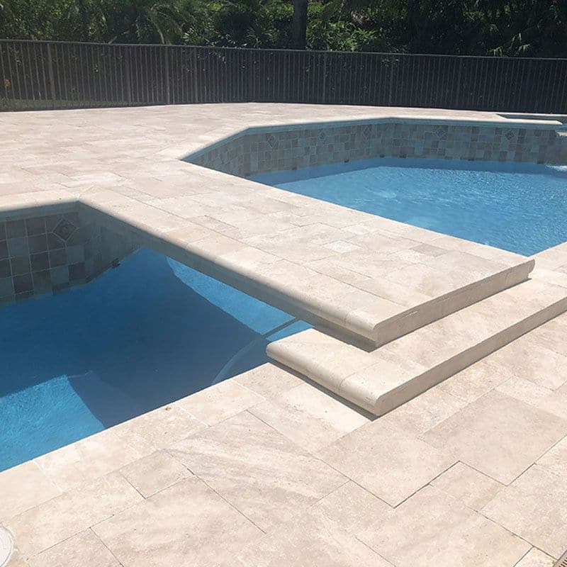 Ivory Travertine 12x24 3 cm Tumbled Pool Coping