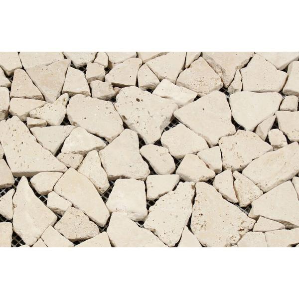 Ivory Travertine Flat Pebble / Paledian (Random Broken) Mosaic Tile