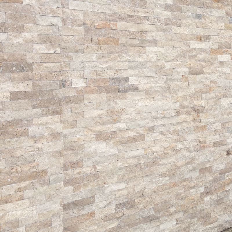 Ivory Travertine 6x24 Stacked Stone Ledger Panel