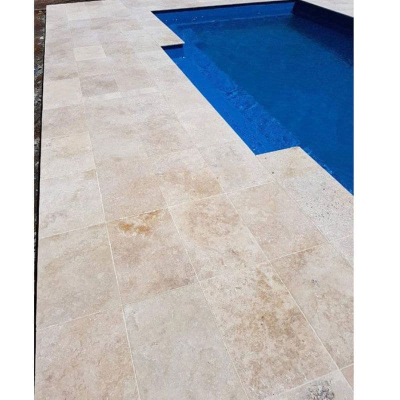 Walnut Travertine 16x24 5cm Tumbled Pool Coping