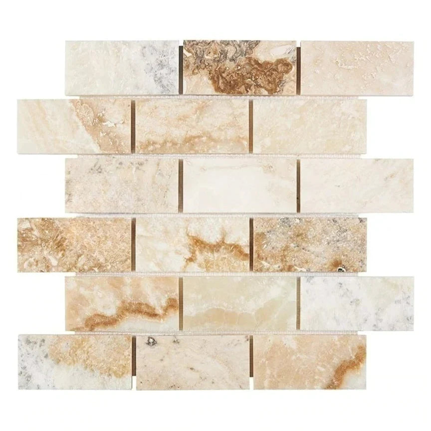 Latravonya Travertine 2x4 Filled Honed Brick Mosaic Tile