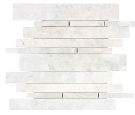 Bianco Congelato Nimbus Marble Manhattan (Random-Strip) Mosaic Tile