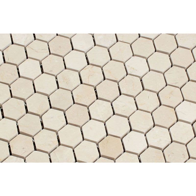 Crema Marfil Marble 1x1 Hexagon Polished Mosaic Tile