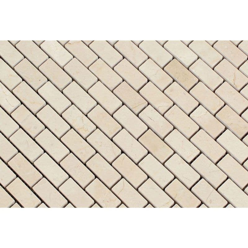 Crema Marfil Marble Polished Mini Brick Mosaic Tile