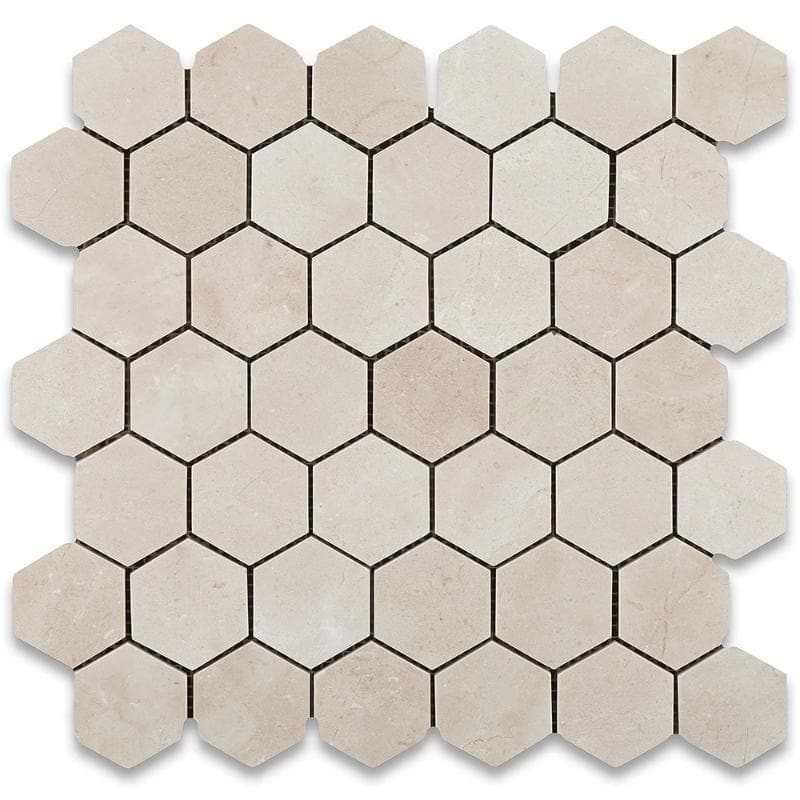 Crema Marfil Marble 2x2 Hexagon Polished Mosaic Mosaic Tile
