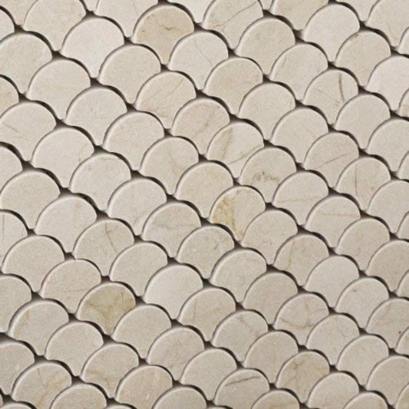 Crema Marfil Marble Fan Shape Design Polished Mosaic Tile