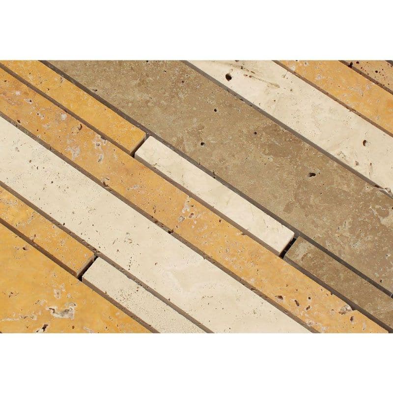 Mixed Travertine Random Insert Honed Mosaic Tile