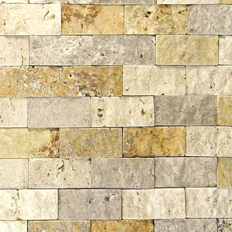 Mixed Travertine 2x4 Split Face Mosaic Tile