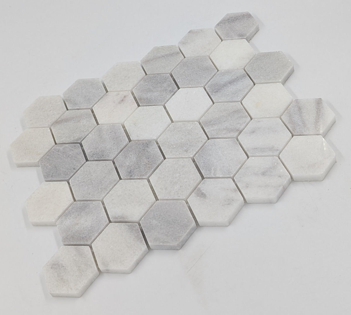 Bianco Caldo Mugla White 2x2 Hexagon Polished Mosaic Tile