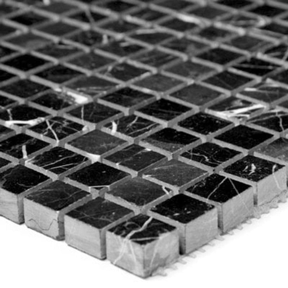 Nero Marquina Marble 5/8x5/8 Honed Mosaic Tile