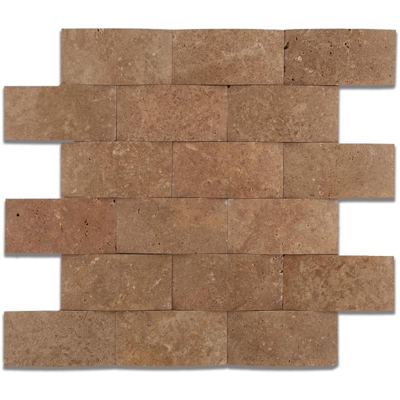 Noce Travertine 2x4 Wavy Honed Mosaic Tile