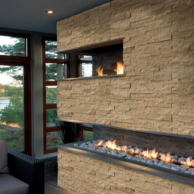 Noce Travertine 6x24 Stacked Stone Ledger Panel