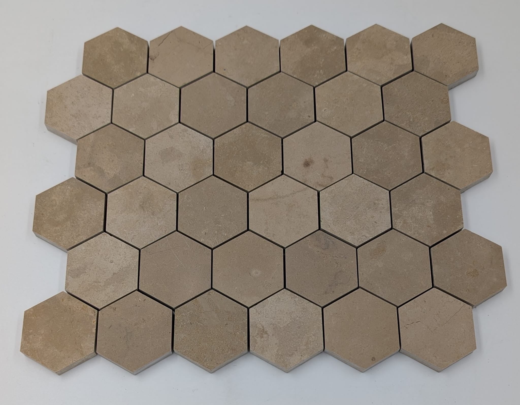 Nova Gold Limestone 2x2 Hexagon Honed Mosaic Tile (Clearance)
