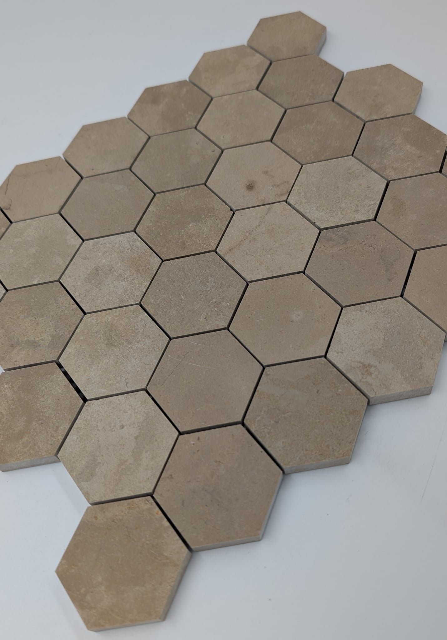 Nova Gold Limestone 2x2 Hexagon Honed Mosaic Tile (Clearance)