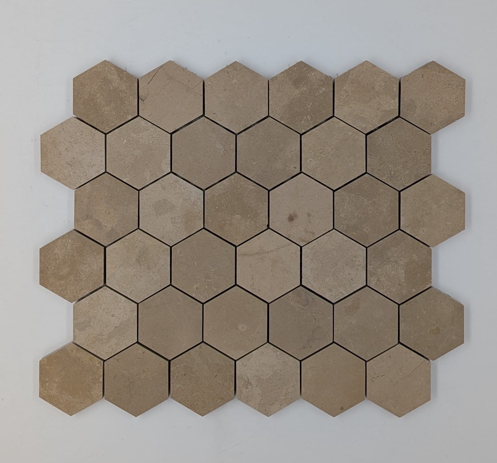 Nova Gold Limestone 2x2 Hexagon Honed Mosaic Tile (Clearance)
