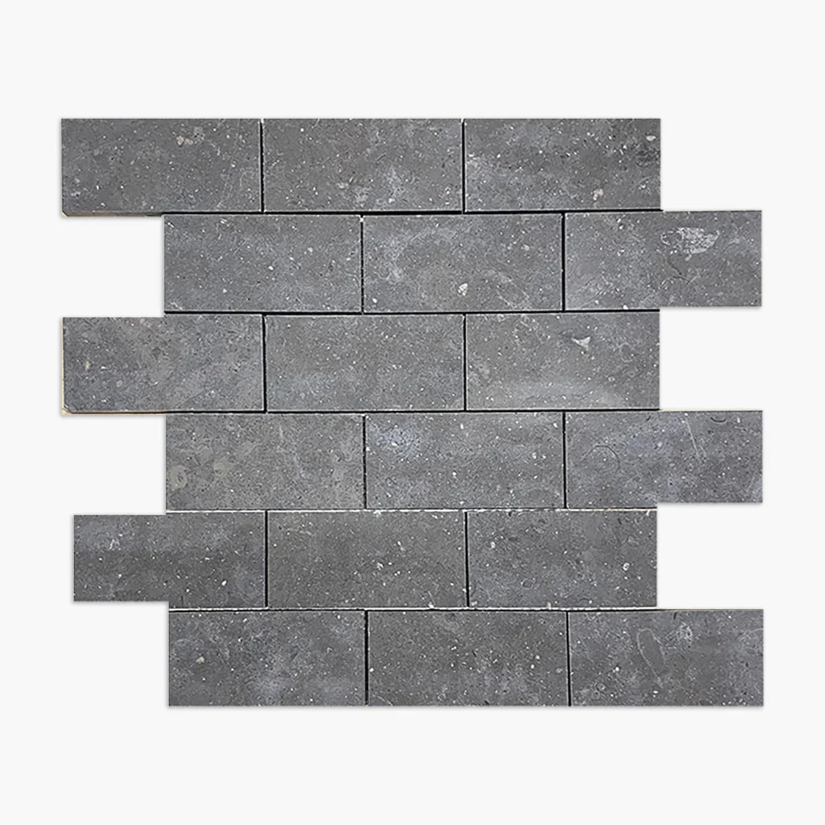 Nova Blue Limestone 2x4 Honed Brick Mosaic Tile