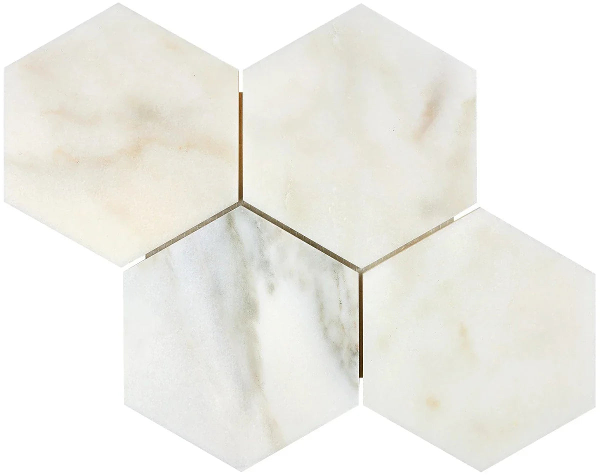 Calacatta Oliva Marble 6x6 Hexagon Polished Mosaic Tile
