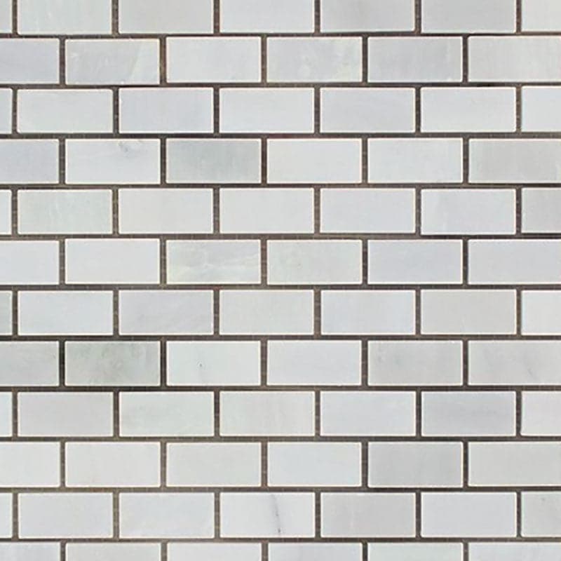 Asian Statuary (Oriental White) Marble Honed Mini Brick Mosaic Tile