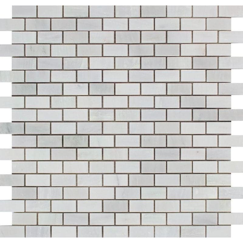 Asian Statuary (Oriental White) Marble Polished Mini Brick Mosaic Tile