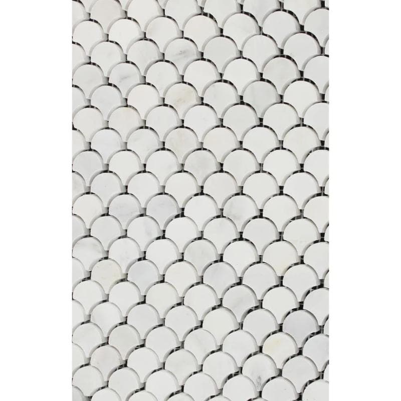 Asian Statuary (Oriental White) Marble Fan Shape (Raindrop) Polished Mosaic Tile
