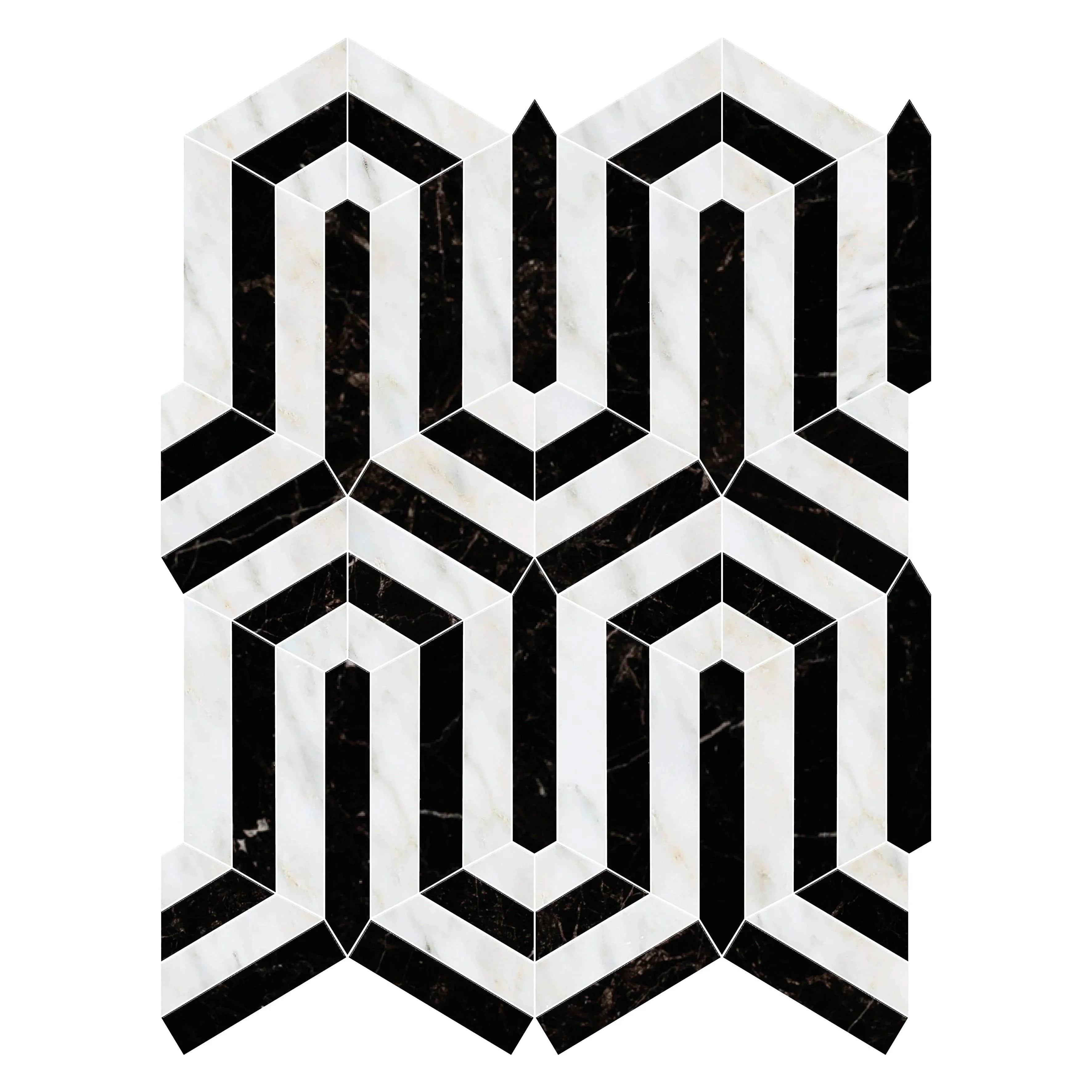 Oriental White and Black Marble Berlinetta Polished Mosaic Tile